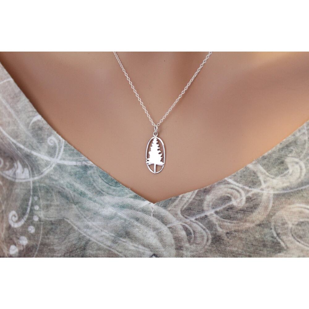 Sterling Silver Pine Tree Charm Necklace